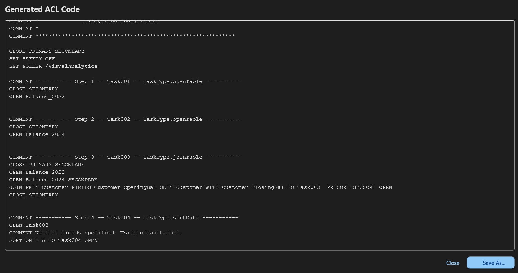 ACL Code Generation